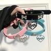 Y2K Bling Rhinestones Dog Bone Hollow Heart Charm Choker Trendy Punk PU Leather Necklace Sweet Cool Girls Jewelry Accessories
