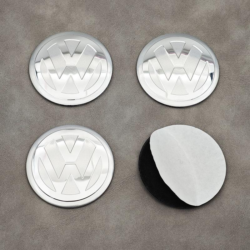 For VW Volkswagen Jetta MK5 Golf 4pcs 56mm Aluminum Car Wheel Center Hub Caps Stickers Emblem Badge For Volkswagen VW Golf 4 5 6 EE1