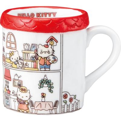 Кружка Hello Kitty "Китти дома", примерно 12 x 9 см, белая, посуда с персонажами, товары Hello Kitty, подарок на день рождения, san4568