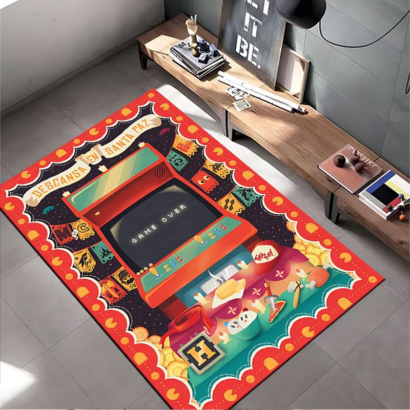 Retro Arcade Game Design Carpet suitable as a non-slip mat for the living room or bedroom sofa