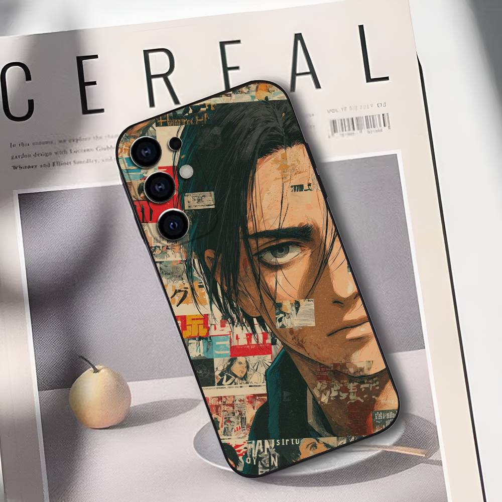 Чехол для телефона E-Eren Yeager A-Attack On T-Titans для Samsung S25,S24,S21,S22,S23,S30,Ultra,S20,Plus,Fe,Lite, Мягкий черный чехол