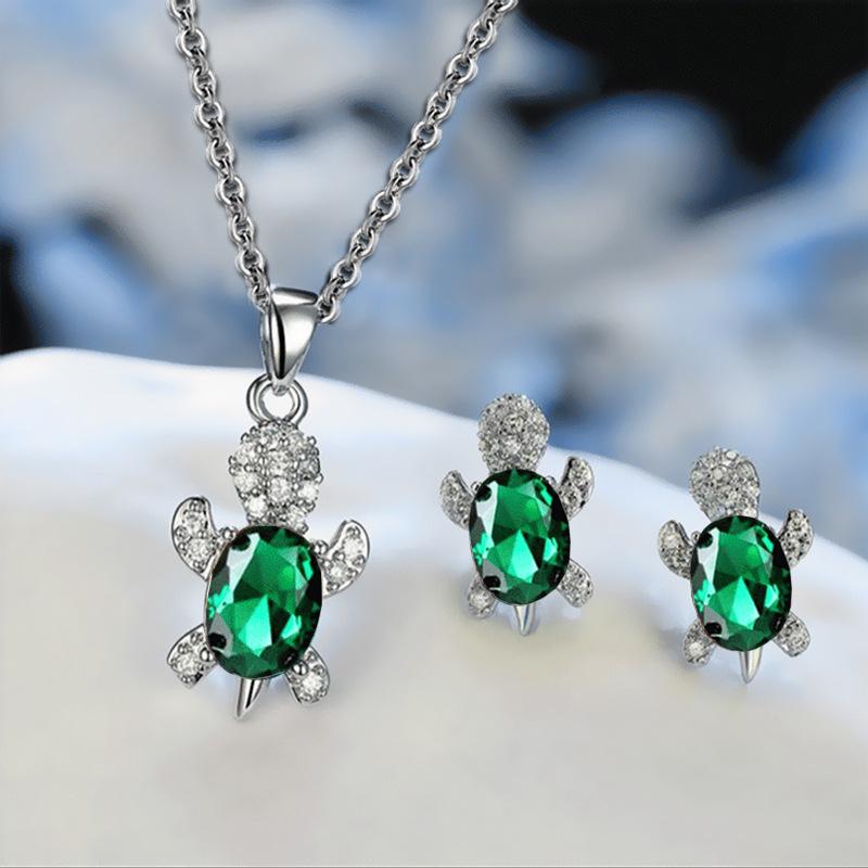 Tortoise Pendant Necklace Earring Set Niche Design Sense Female Jewelry