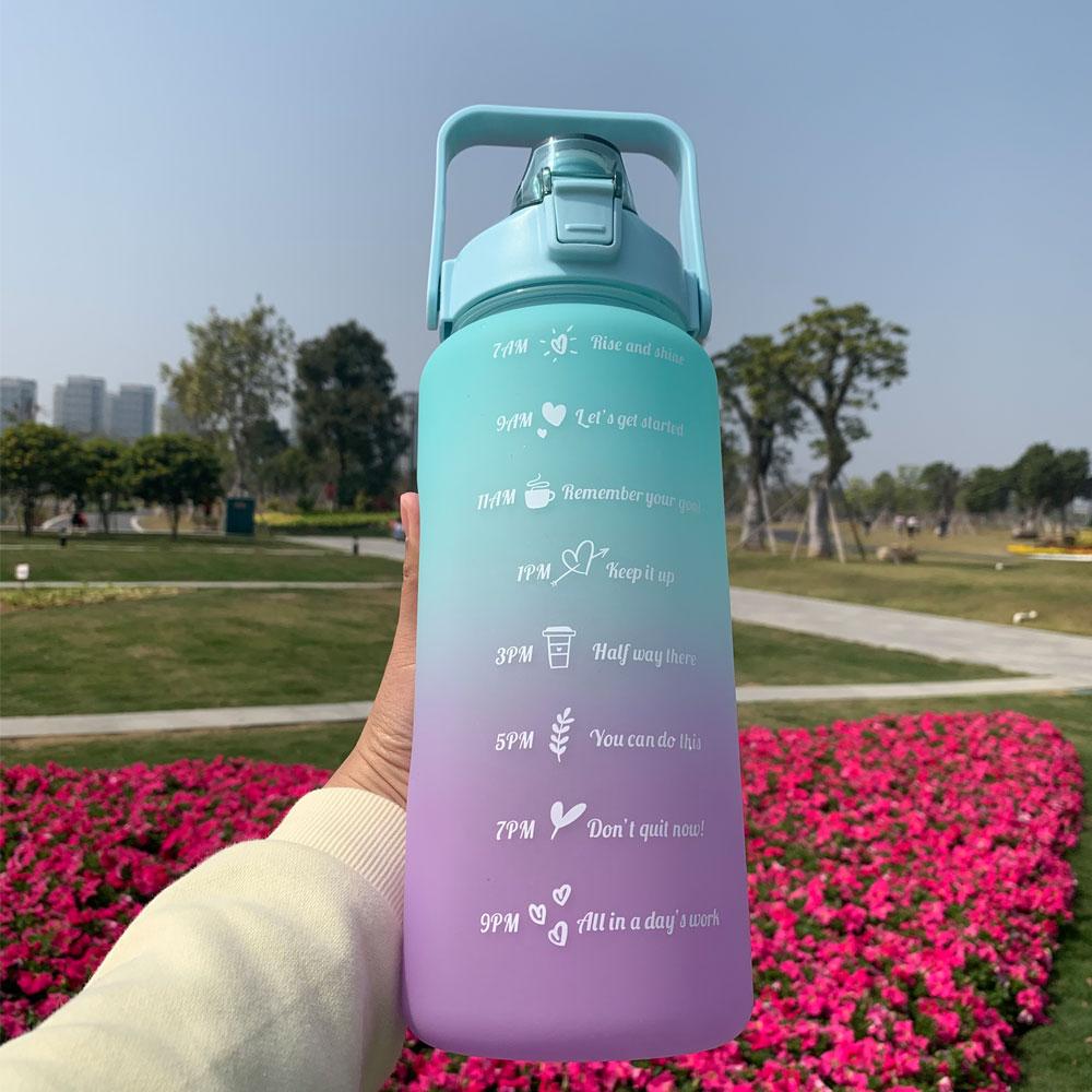 Бутылка для воды Мотивационная бутылка для питья Спортивная бутылка для воды с отметками времени Легкая многоразовая пластиковая бутылка для активного отдыха, путешествий, спортзала