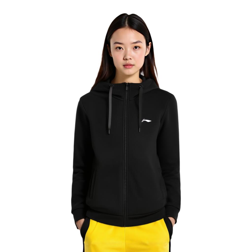 Li Ning Sweatshirts Unisex Black Crew Neck Moderate Cardigan AWDVG73-1