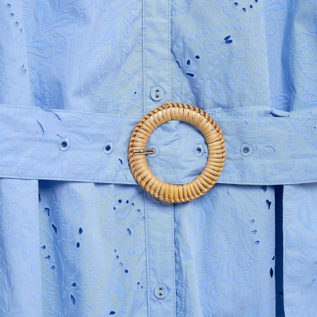 2025 Spring Women's V-Neck Single-Breasted Slim Fit Puff Sleeve Short Dress