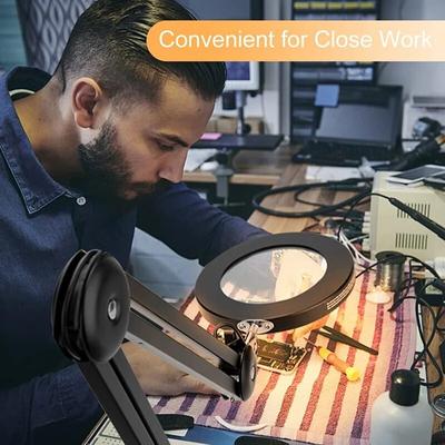 Увеличительное стекло с подсветкой и подставкой, регулируемая 5-кратная линза из настоящего стекла с подсветкой, лупа для близкой работы, чтения, рукоделия