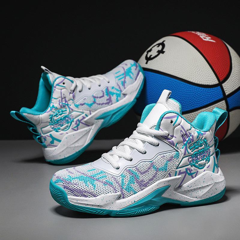 New Spring Men's Basketball Shoes: Breathable Mesh Sneakers for Youth, Students, and Big Children. Large Sizes Available.