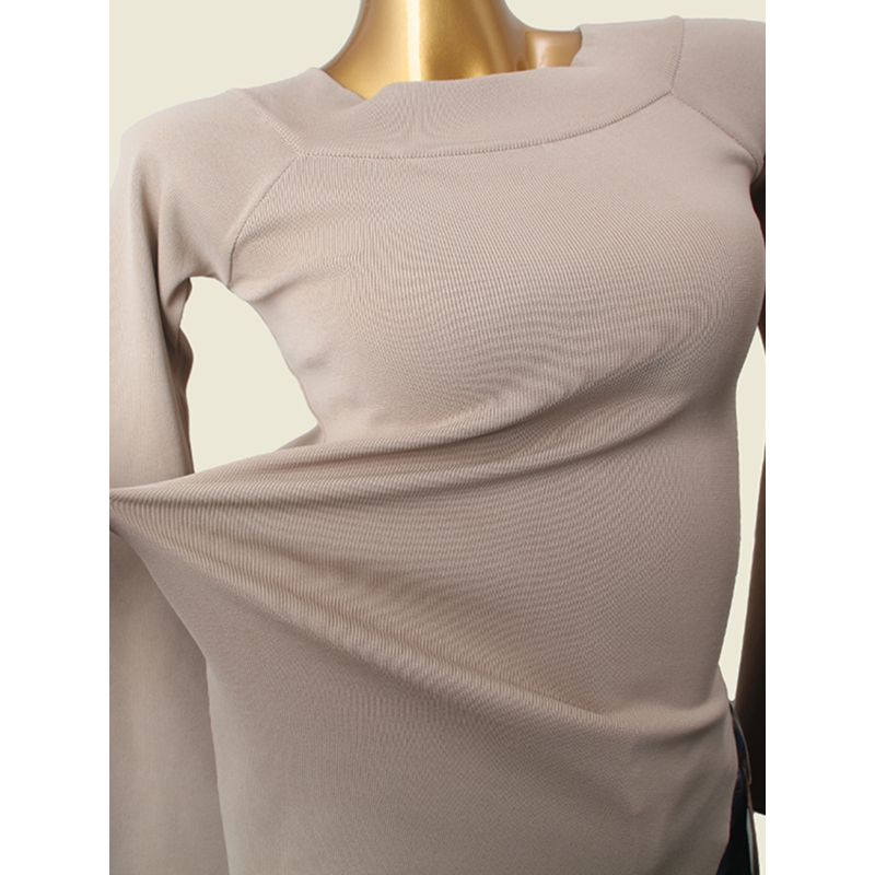 French Style Design off-the-Shoulder Sweater Fashion Wind Flare Sleeve Sexy Clavicle Sexy Autumn Undershirt