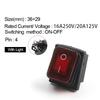 1PCS 36x29mm Heavy Duty Waterproof Rocker Switch 4/6Pin 2/3 Position Light Illuminated 16A 250V KCD4 DPDT Toggle Rocker Switch