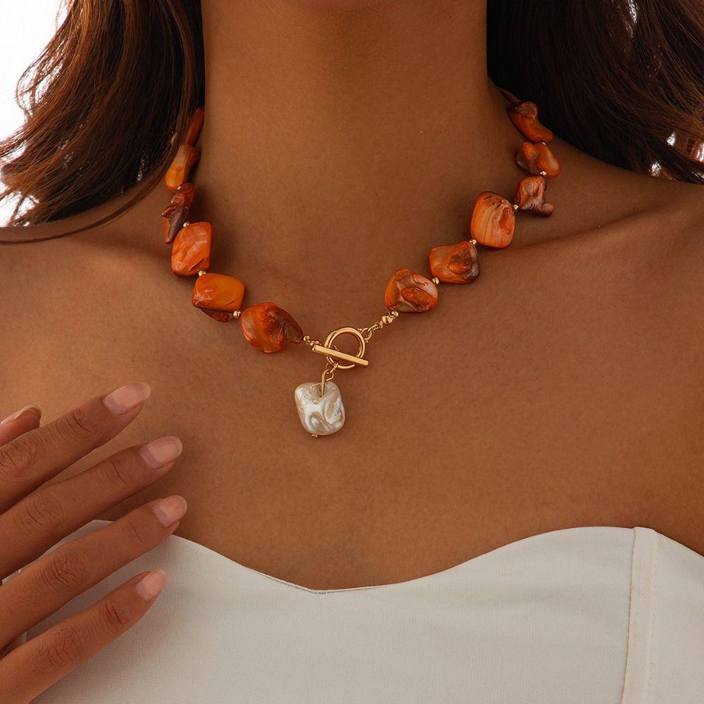 Bohemian Starfish Beaded Necklace Sea Series Shell Beaded Chain  Women