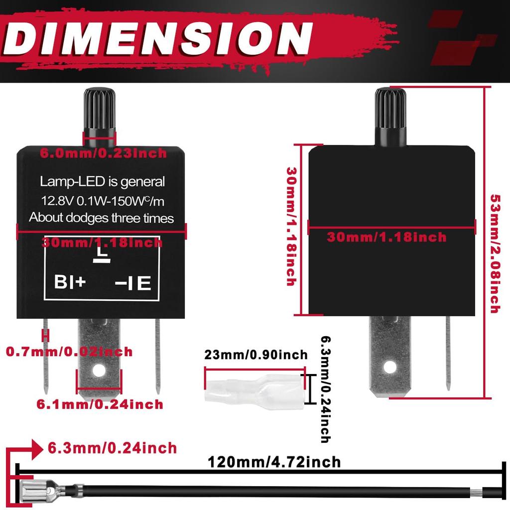 MKBKLLJY 2pcs Electronic LED Flasher Relay 3 Pin 12.8V 0.1W-150W c/m Motorcycle Turn Signal