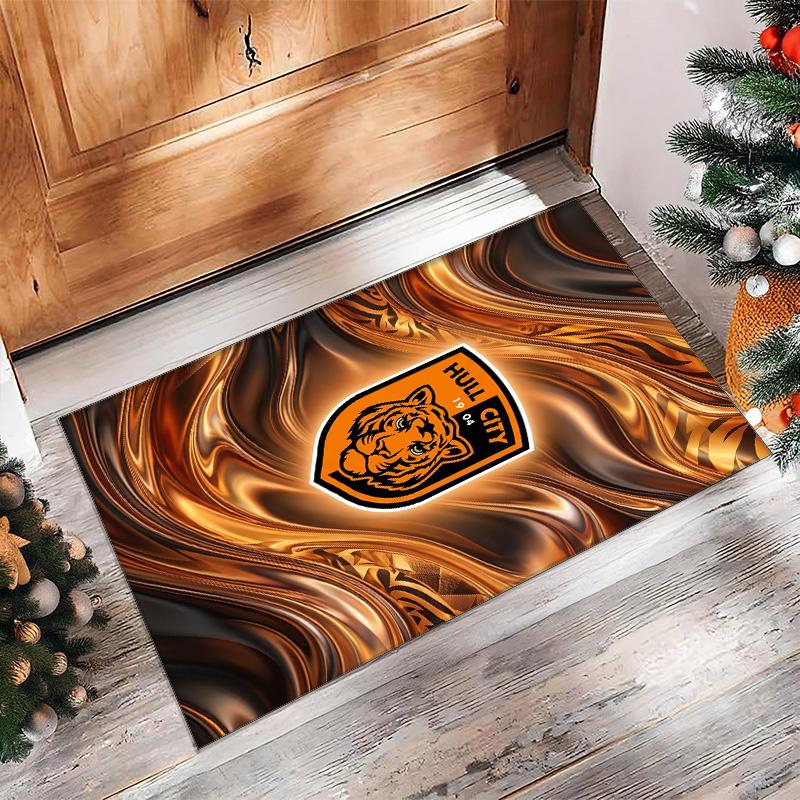 Ковер из хрустального велюра с принтом футбольного клуба Hull City, Удобный, Впитывающий влагу, Нескользящий, Ковер для пола в помещении