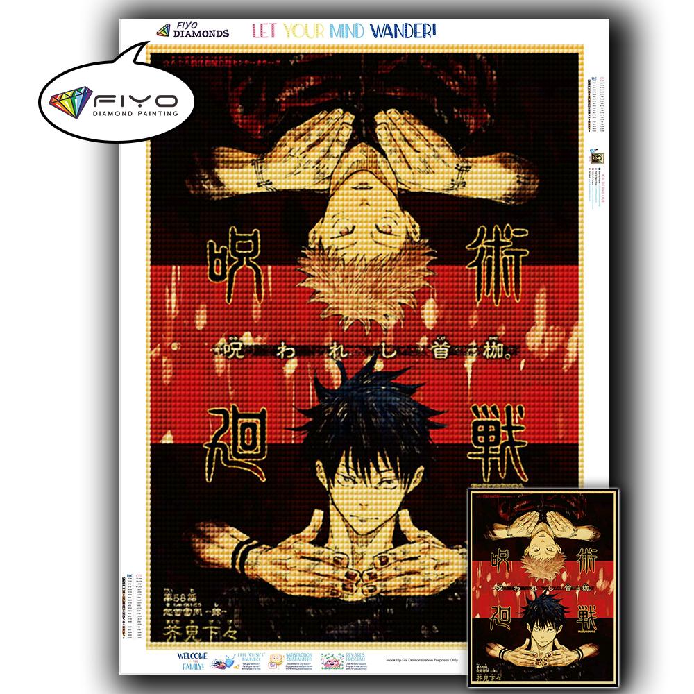 5D DIY Алмазная вышивка Аниме Дзюдзюцу Кайсен Картина Стразы Алмазная живопись Бумага Винтаж Плакат Алмазная мозаика Рукоделие Домашний декор