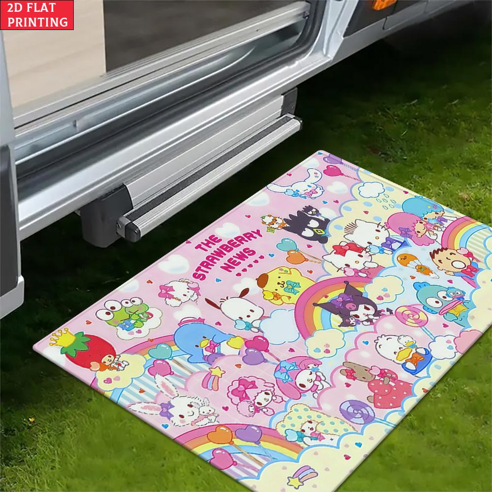 Kawaii Cute Cartoon Characters Doormat,2DPrint Non-slip Floor Mat, Entrance Rug for Bathroom Living Room Kitchen Home Decor Gift