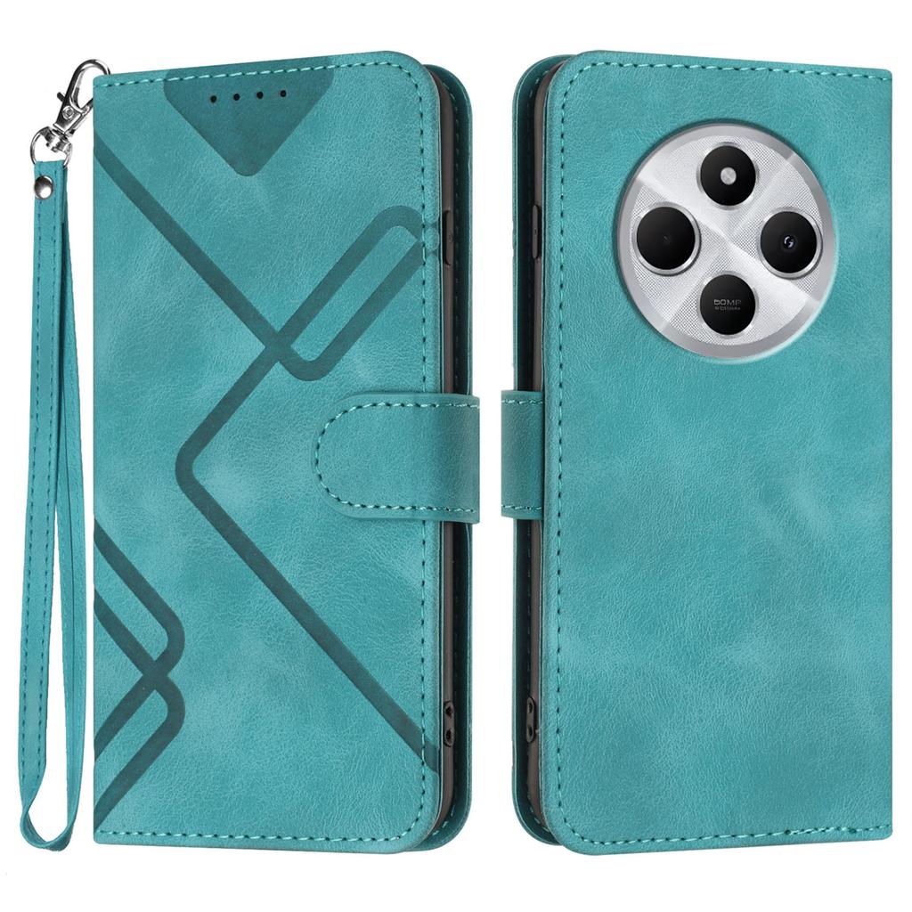 For Xiaomi Poco C75 4G/Xiaomi Redmi A3 Pro 4G/Xiaomi Redmi 14R 5G/Xiaomi Redmi 14C 4G Wallet Case Line Imprinted PU Leather Phone Cover with Strap