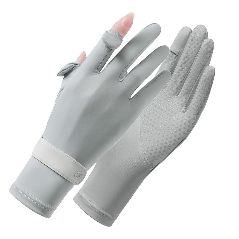Sun Protection Gloves for Women Summer Coolness Outdoor Sun Protection Thin  Breathable  Anti Slip  Sports Cycling Ice Silk Finger Exposed Gloves