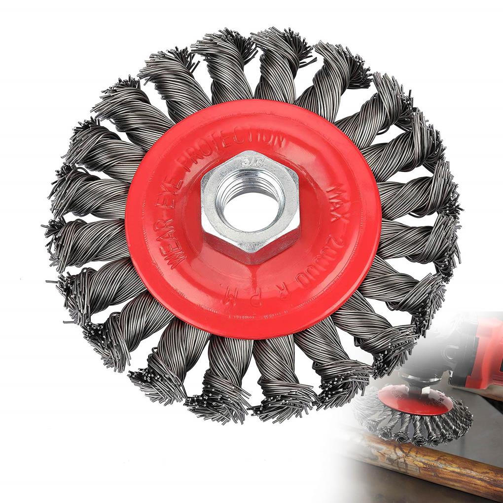 Щетка из витой проволоки с резьбовым хвостовиком, узловая, износостойкая, угловая, скрученная, гофрированная, инструменты для удаления ржавчины для наружных работ