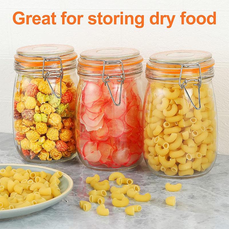 HeY LiLac Glass Jars with Lids Kitchen Airtight Glass Jars Wide Mouth Canning Jars with Clip Top Lids Leak Proof Canisters Jars