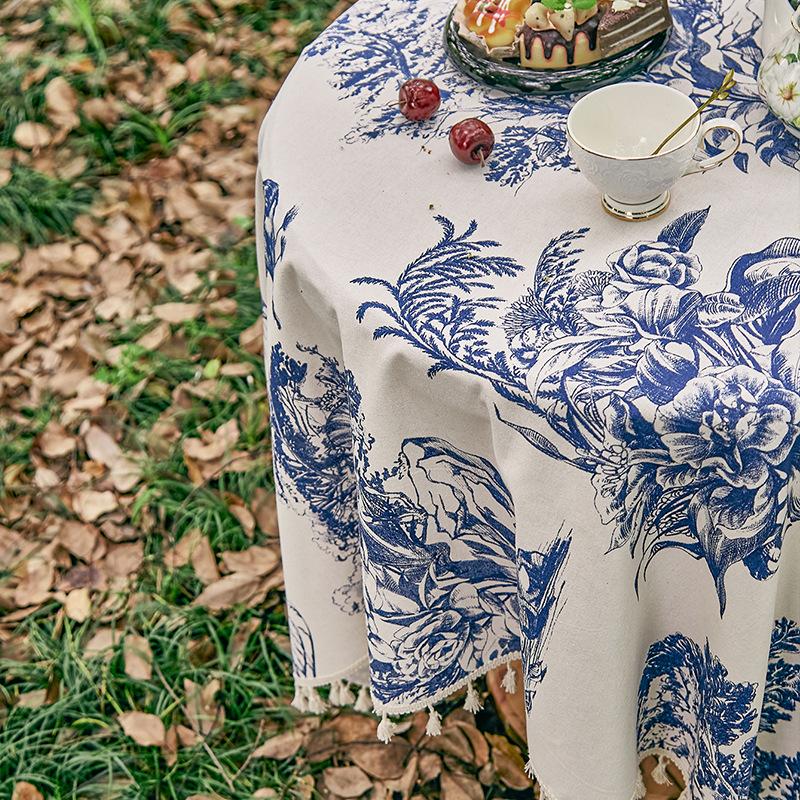 Цветочная круглая прямоугольная скатерть, устойчивая к пятнам, водоотталкивающая, немнущаяся цветочная скатерть для дома, кухни, обеда, вечеринки, использования в помещении и на открытом воздухе