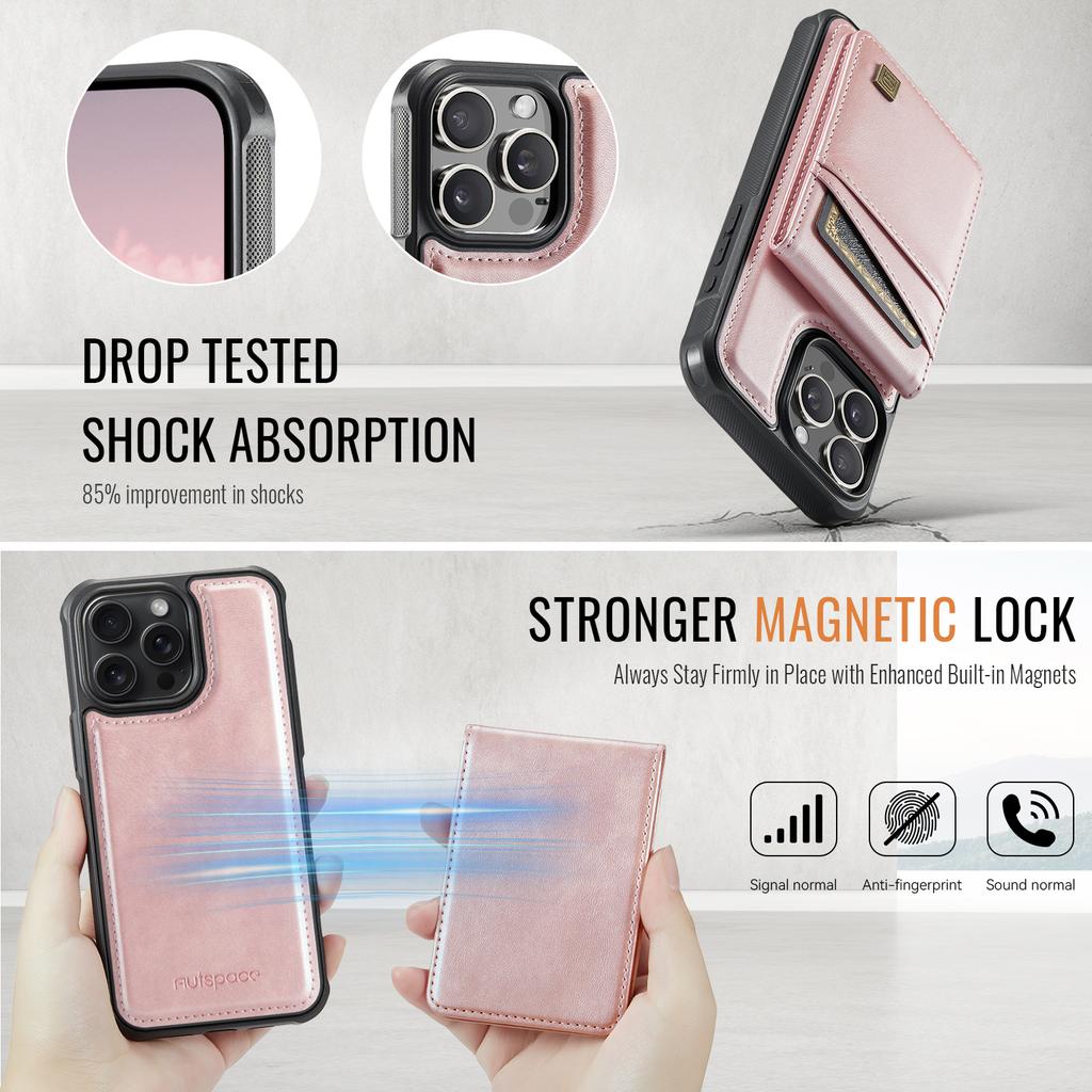 Чехол для iPhone 13 Pro Max 6,7 дюйма AUTSPACE A12 Кожаный чехол для телефона со съемным карманом для карт