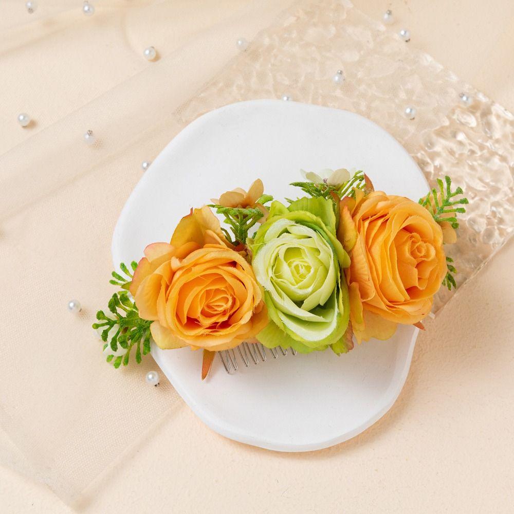 Свадебные аксессуары для волос Цветочный лист Расческа для волос Цветочная расческа для волос Свадебные украшения для волос с кристаллами