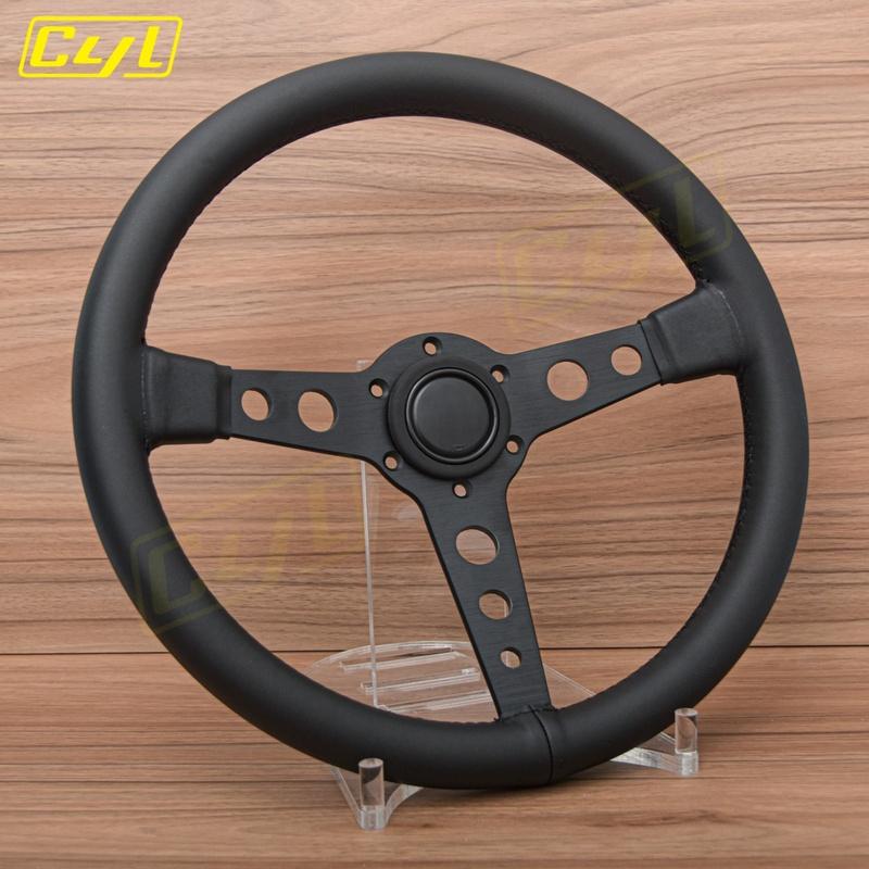 JDM Prototipo Style Black Edition Steering Wheel 14inch Leather Modified Sports Steering Wheel Car Accessories