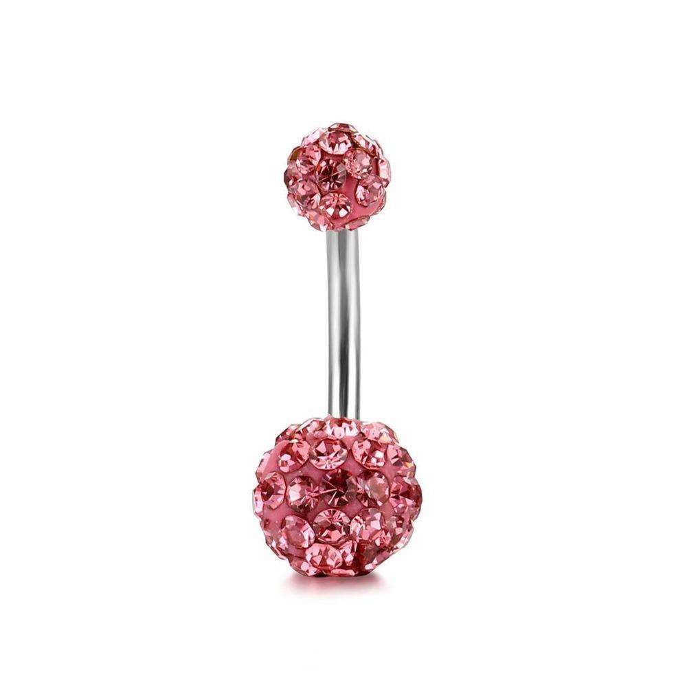 Zircon Crystal Ball Belly Button Rings Stainless Steel Shiny Body Jewelry  Accessories