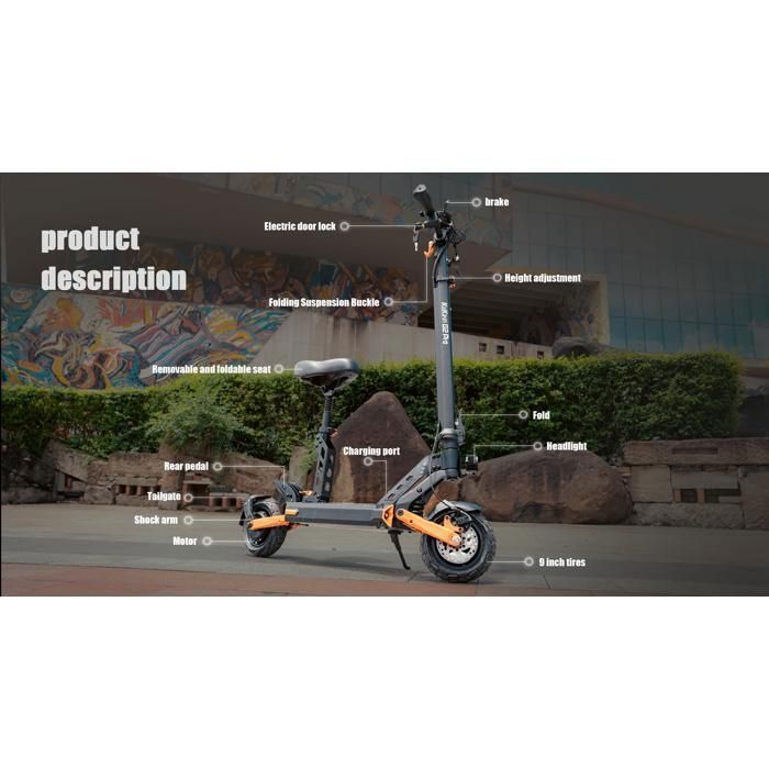 KuKirin G2 Pro -- Складной электрический самокат - 1000 Вт - 48 В - 15,6 Ач - 45 км/ч - Запас хода 58 км
