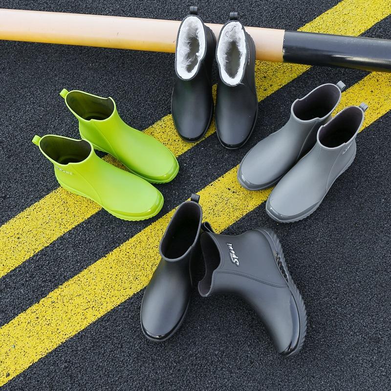 2025 новые дождевики мужские короткие водонепроницаемые резиновые ботинки повседневные сапоги для рыбалки автомойки рабочие водонепроницаемые сапоги нескользящие бархатные дождевики