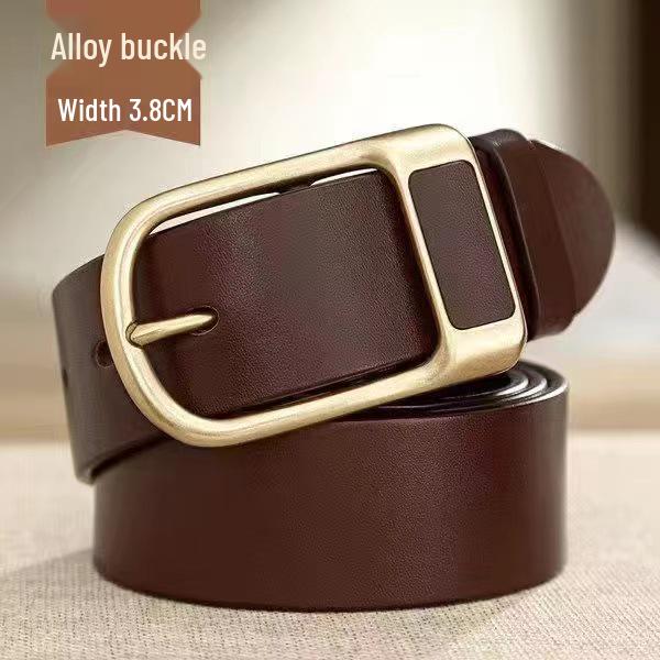 Men's Genuine Leather Vintage Pin Buckle Belt - Fashion Casual Waist Belt for Jeans
