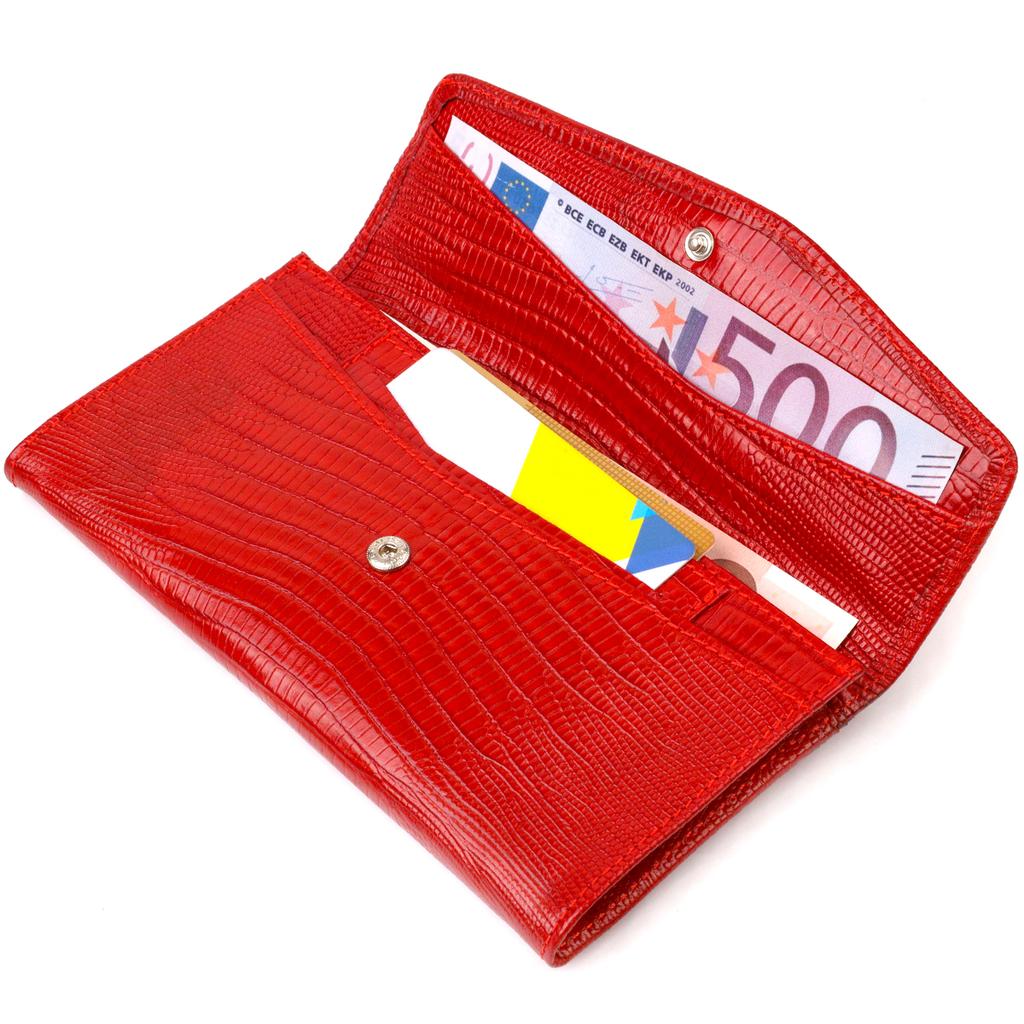 Фактурное женское портмоне из натуральной кожи с тиснением CANPELLINI 21698 Красный