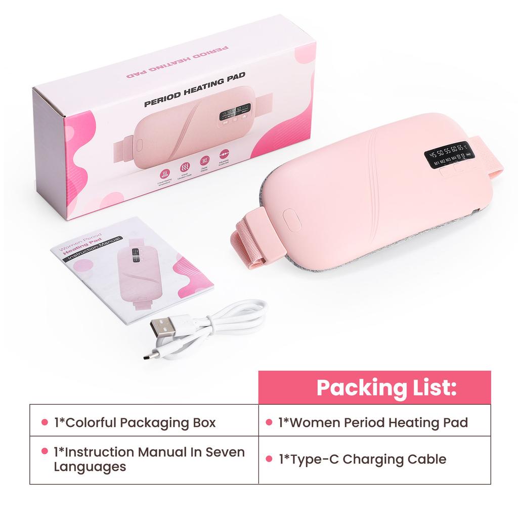 Electric Heating Waist Massage Belt for Period Cramp Relief, Menstrual Heating Pad Warm Palace Belt Period Heating Belt