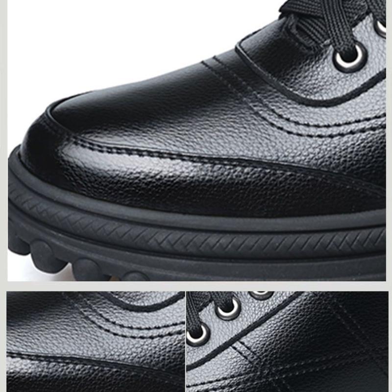 2025 Зимние утепленные утолщенные мужские хлопковые туфли Сто повседневные зимние ботинки Мужская кожаная обувь Для улицы Мужская обувь Мужские ботинки