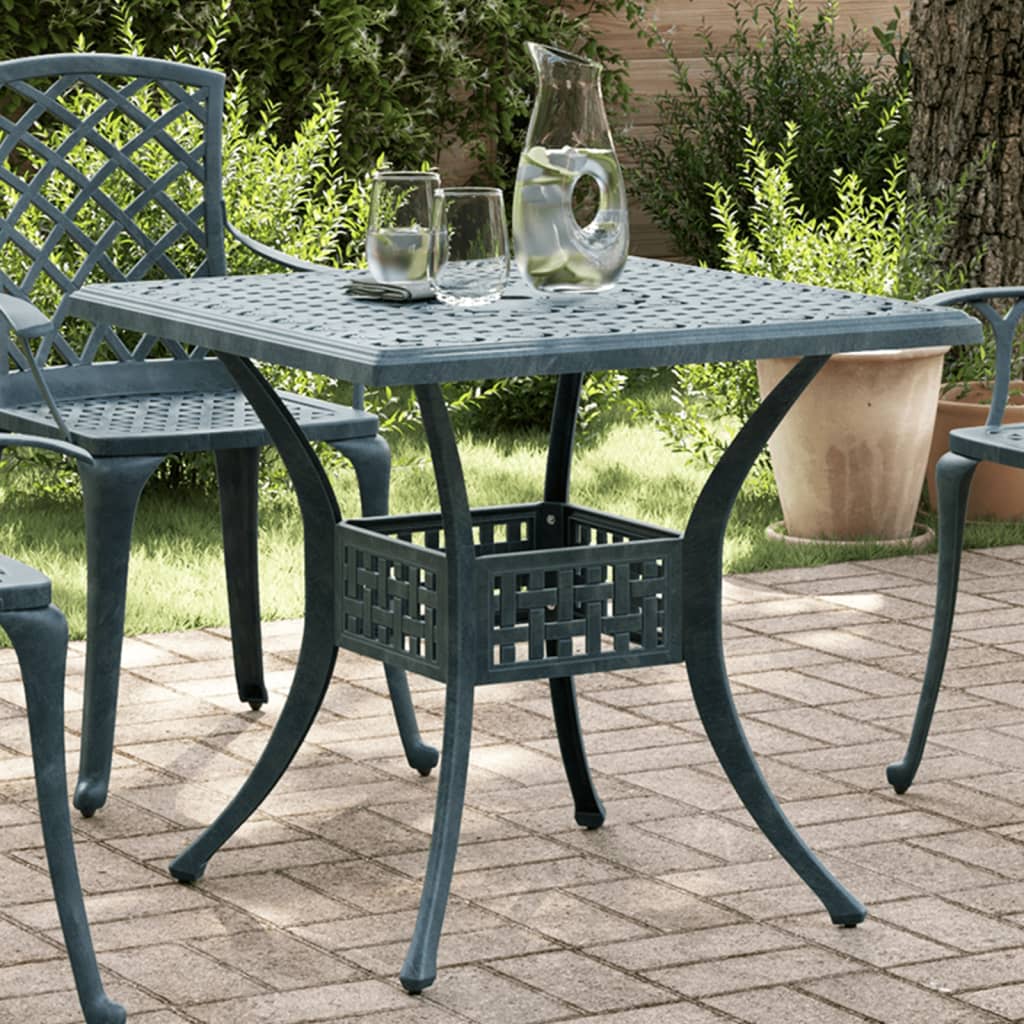 Garden Table Green 80x80x75 cm Cast Aluminium