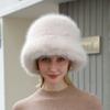 Autumn and Winter New Pot Hat with Big Eaves and Fur Warm Women's Hat Thickened Imitation Fur Fox Hair Fisherman's Hat