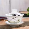 High Grade White Porcelain Gaiwan Ceramic Tea Set Sancai Cover Bowl Blue and White Tea Set Tea Bowl 150ml