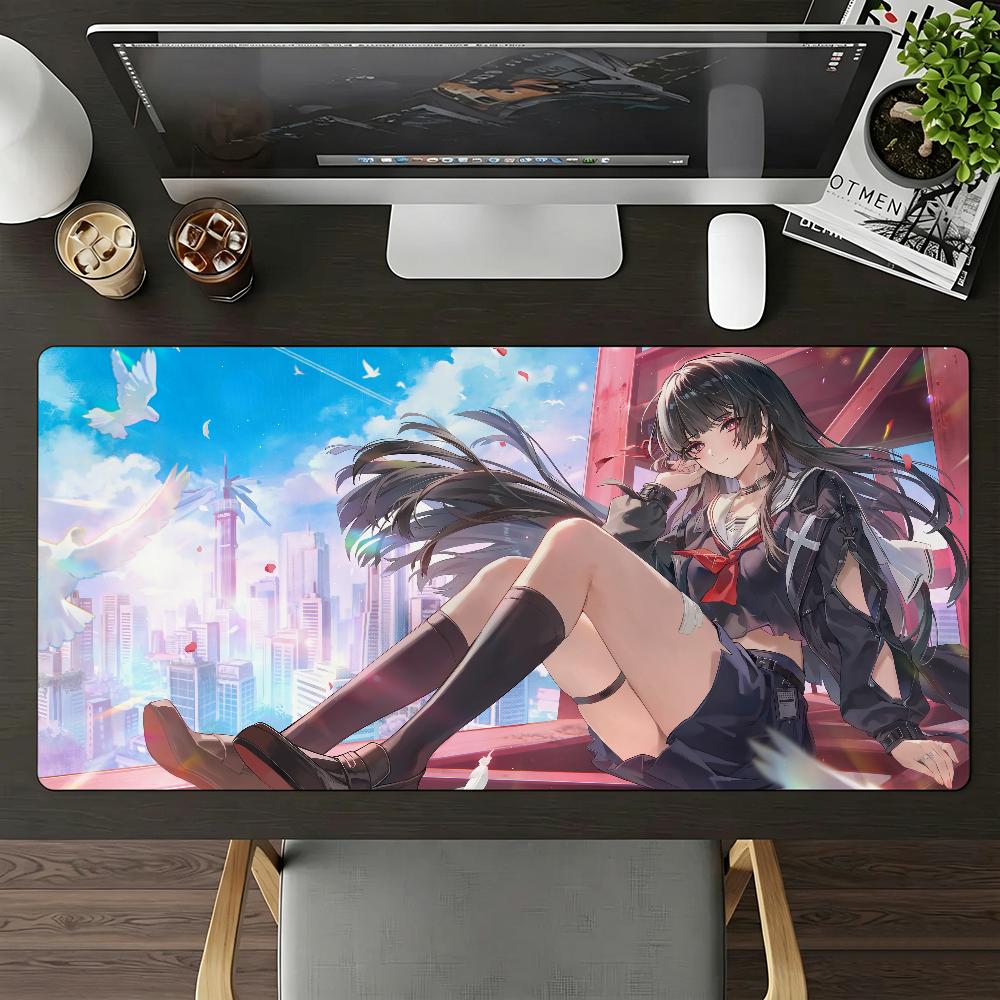 Игровой коврик для мыши Chisa, коврик для игрового стола, нескользящий поднос для клавиатуры ноутбука, офисный ПК, Wuthering Waves, расширенный ковер, черный