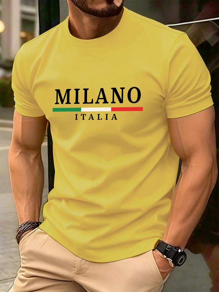 Милан Италия Цвета Флага Мужская Футболка Хлопок Летние С Коротким Рукавом С Круглым Вырезом Мягкие Оверсайз Футболки Повседневная Мужская Одежда