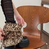 Winter Warm Ruffled Flared Leg Sleeve Leopard Print Tiered Piled Calf Socks Ruched Leg Warmer