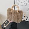 Осень и зима новая милая портативная меховая сумка на одно плечо через плечо большой вместимости сумка из искусственного кроличьего меха модная сумка-облако со складками