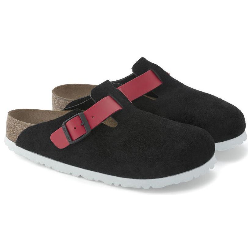 Birkenstock Бостон Мягкие Удобные Толстая Подошва Деталь с Пряжкой Нескользящие Закрытый Носок Тапочки Унисекс Тапочки Черный Красный 1025939