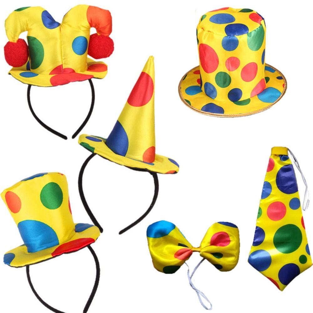Cloth Headbands for Women Polka Dots Clown Hat Headband Clown Accessories Men