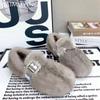 Fur Flats Women Snow Boots Crystal Short Plush Fashion New Cotton Shoes 2025 Trend Winter Designer Buckle Warm Botas De Mujer