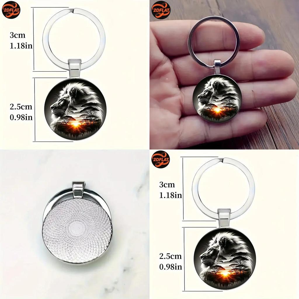 Брелок с узором льва с серебристой отделкой для праздничных подарков