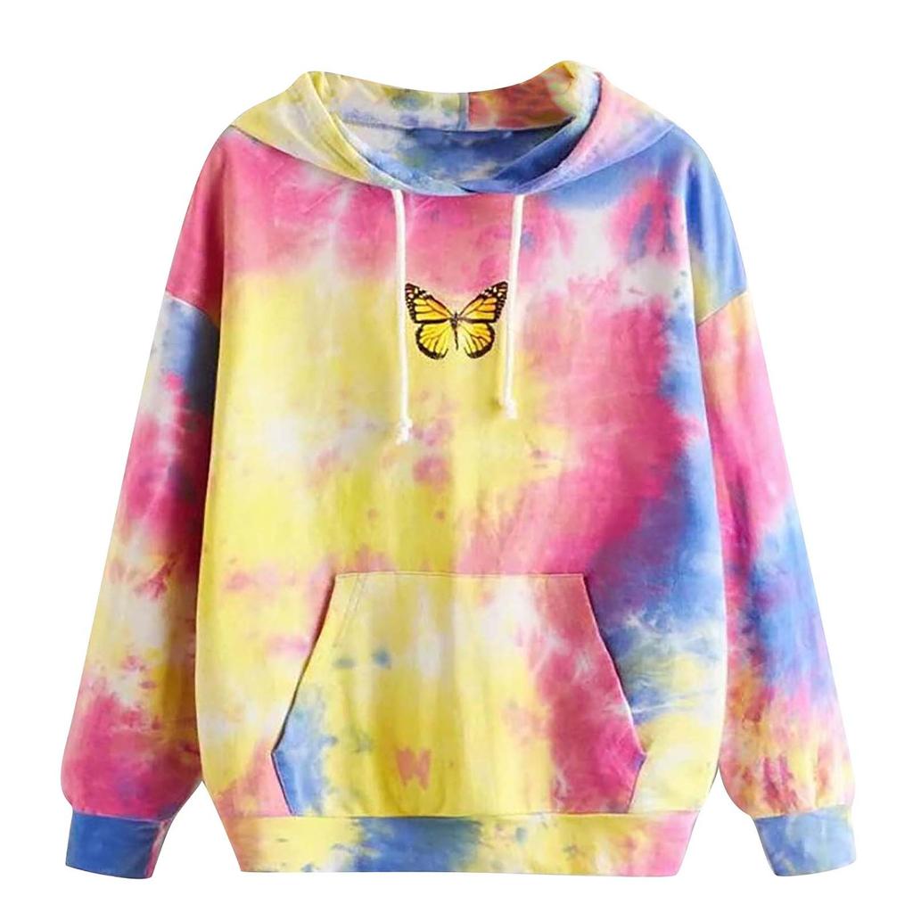 Women's Fsshion Casual Sexy Slim Printing Long Sleeve Tie Dyed Hooded Sweater