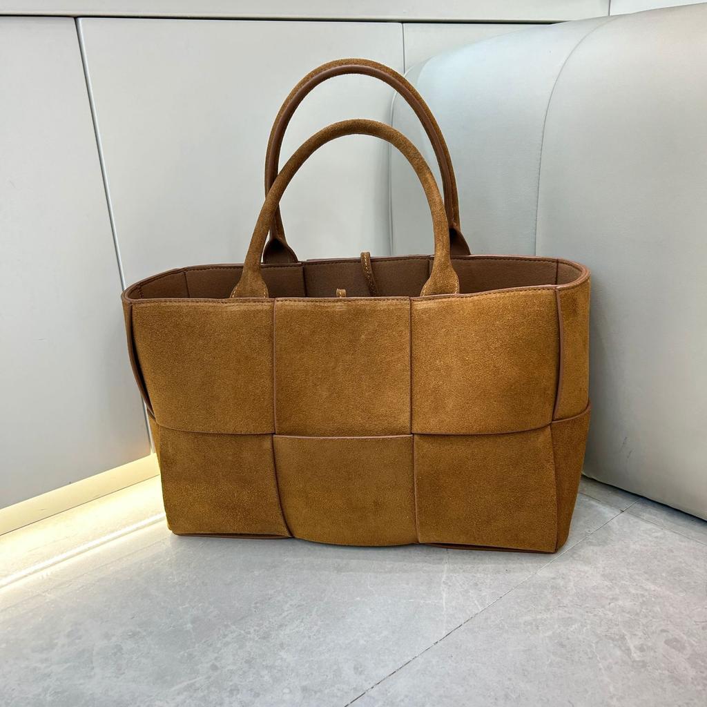 Head Layer Frosted Leather Hand Woven Handbag Large Capacity Tote Bag Single Shoulder Bag For Women