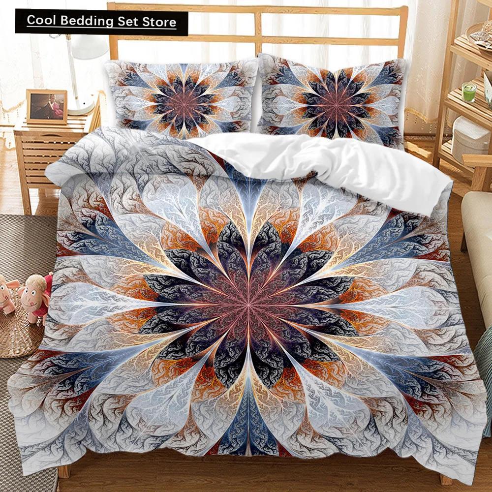 Comforter Bohemian Mandala Queen Size Tie Dye Spiral Hippie Boho Bedding Set Exotic Floral Polyester Qulit
