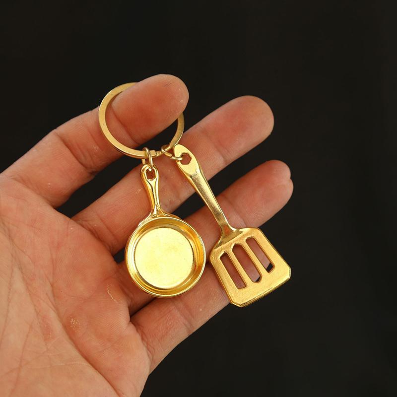 Mini Golden Shovel Golden Pot Keychain Game Peripheral Teamfight Tactics Key Chain Creative Toy Bag Car Key Holder Pendant