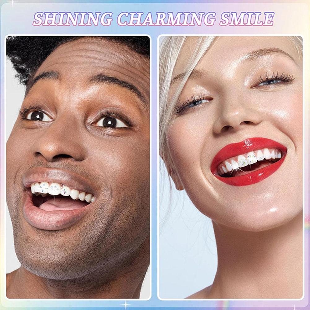 DIY Teeth Gems Kit with Glue and Light Anti-drop Clear Precious Stone Tooth Jewelry Decoration Glittering Design Easy To Apply