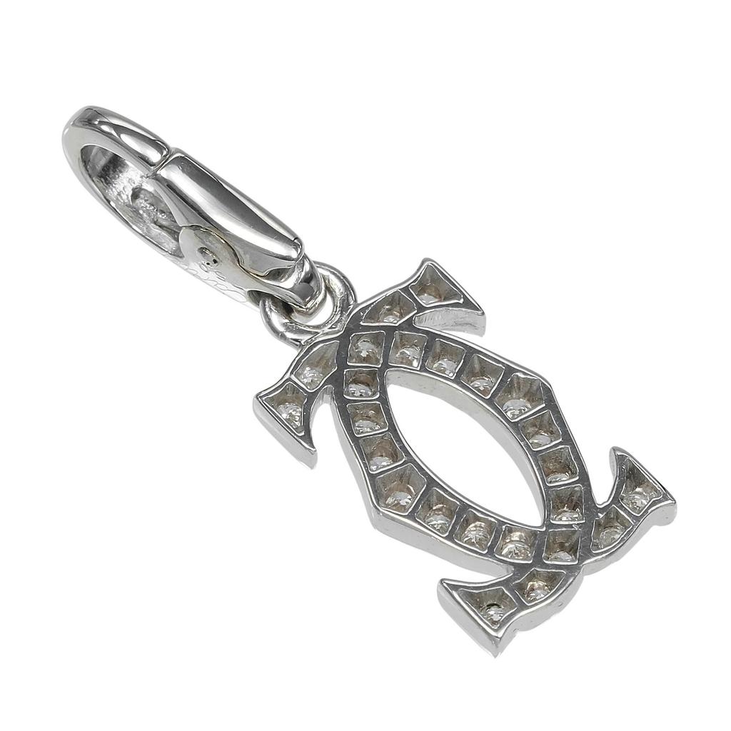 CARTIER 2C charm Pendant top K18 white gold/diamond 2.12g Women Used